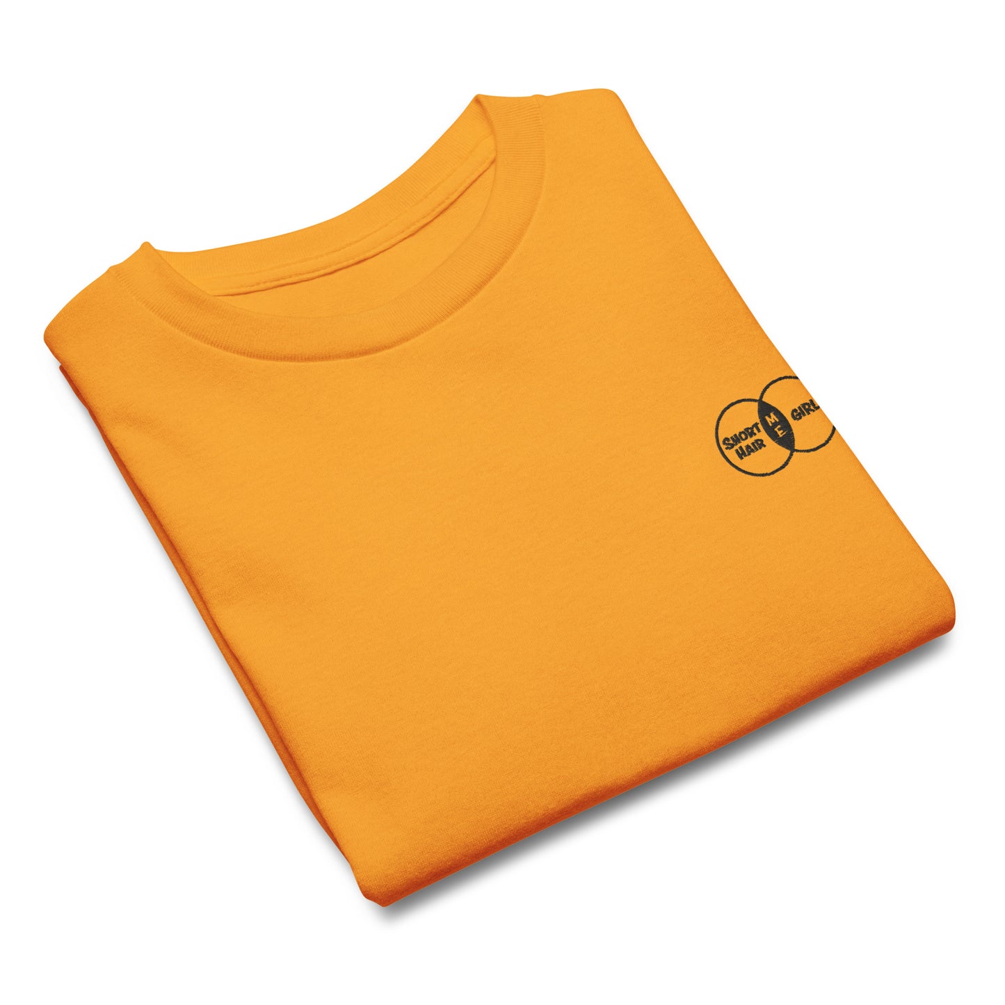 Short Hair Bold Girl Embroidered T-Shirt