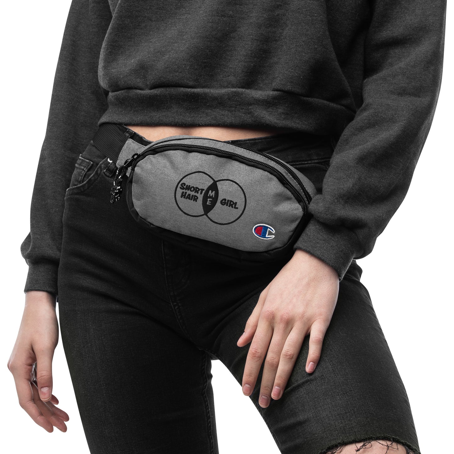Short Hair Bold Girl Embroidered Champion Fanny Pack