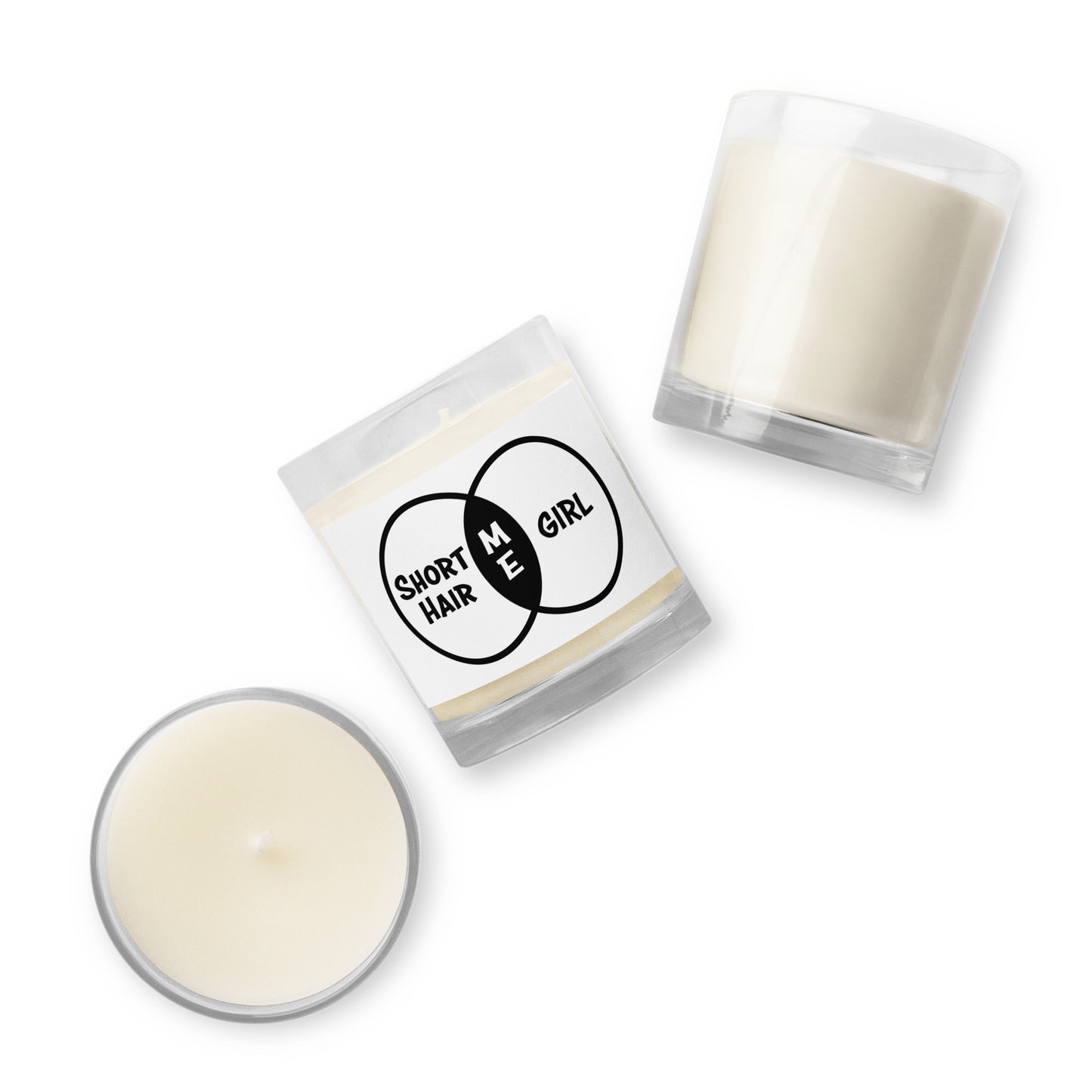 Short Hair Bold Girl Glass Jar Candle