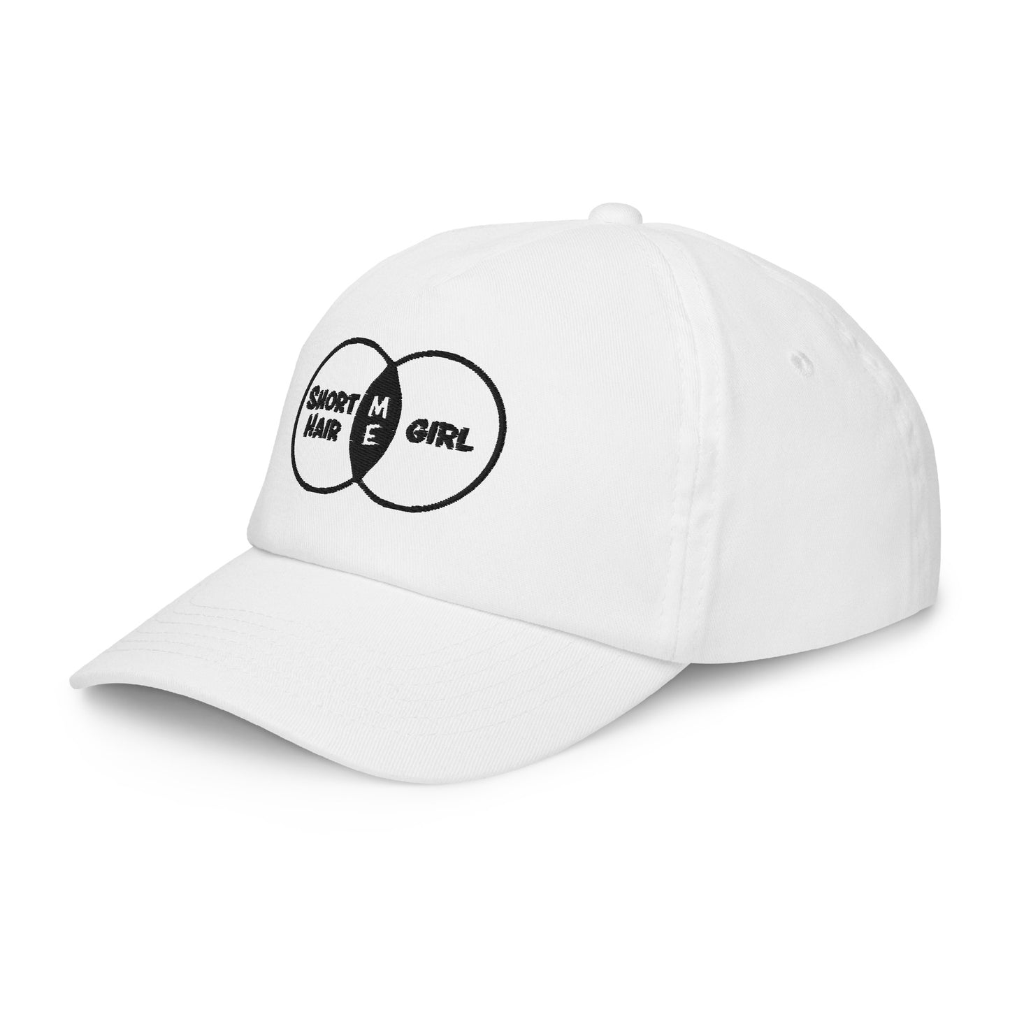 Short Hair Bold Girl Embroidered Hat Fuchsia & White - Kid size