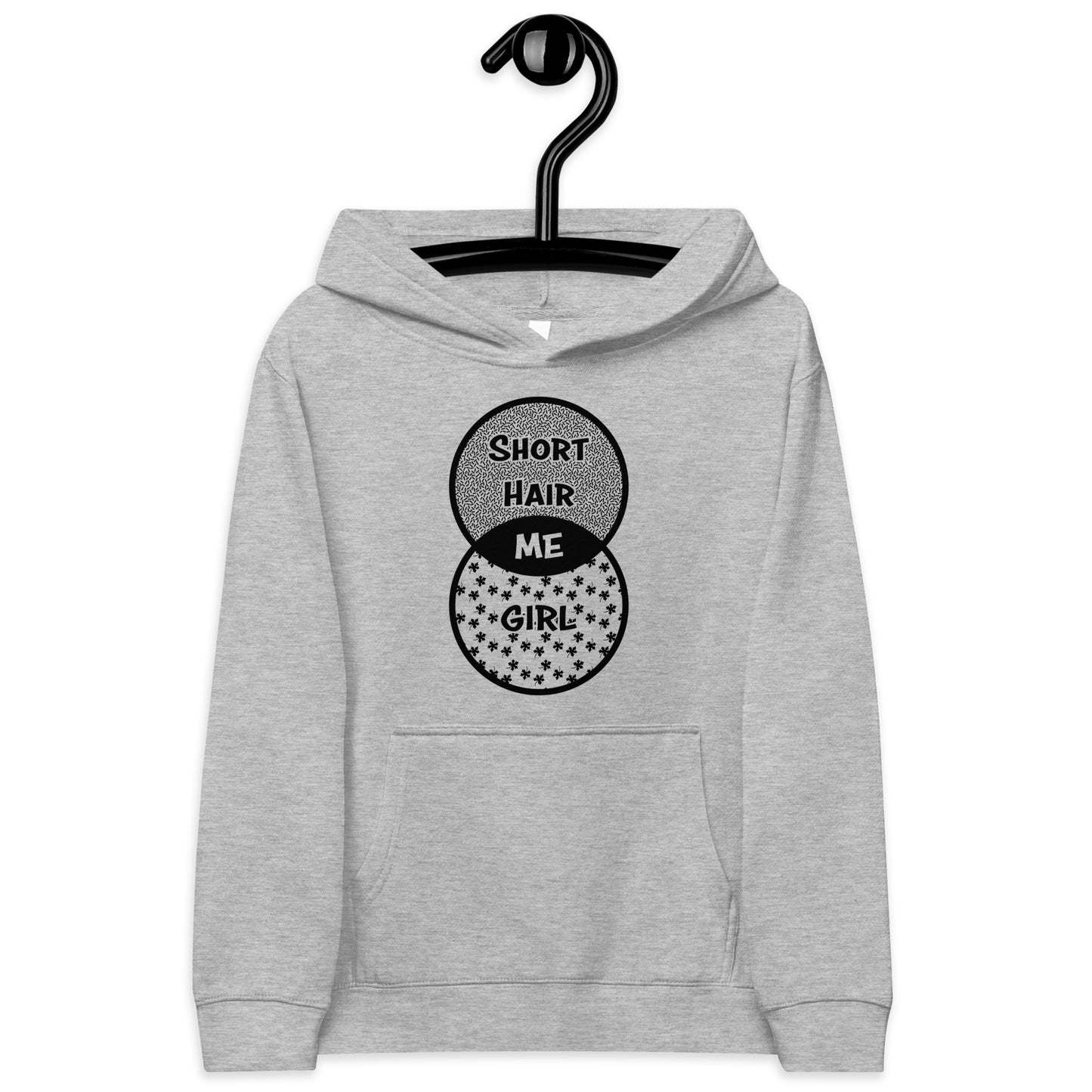Short Hair Bold Girl Fleece Hoodie Gray