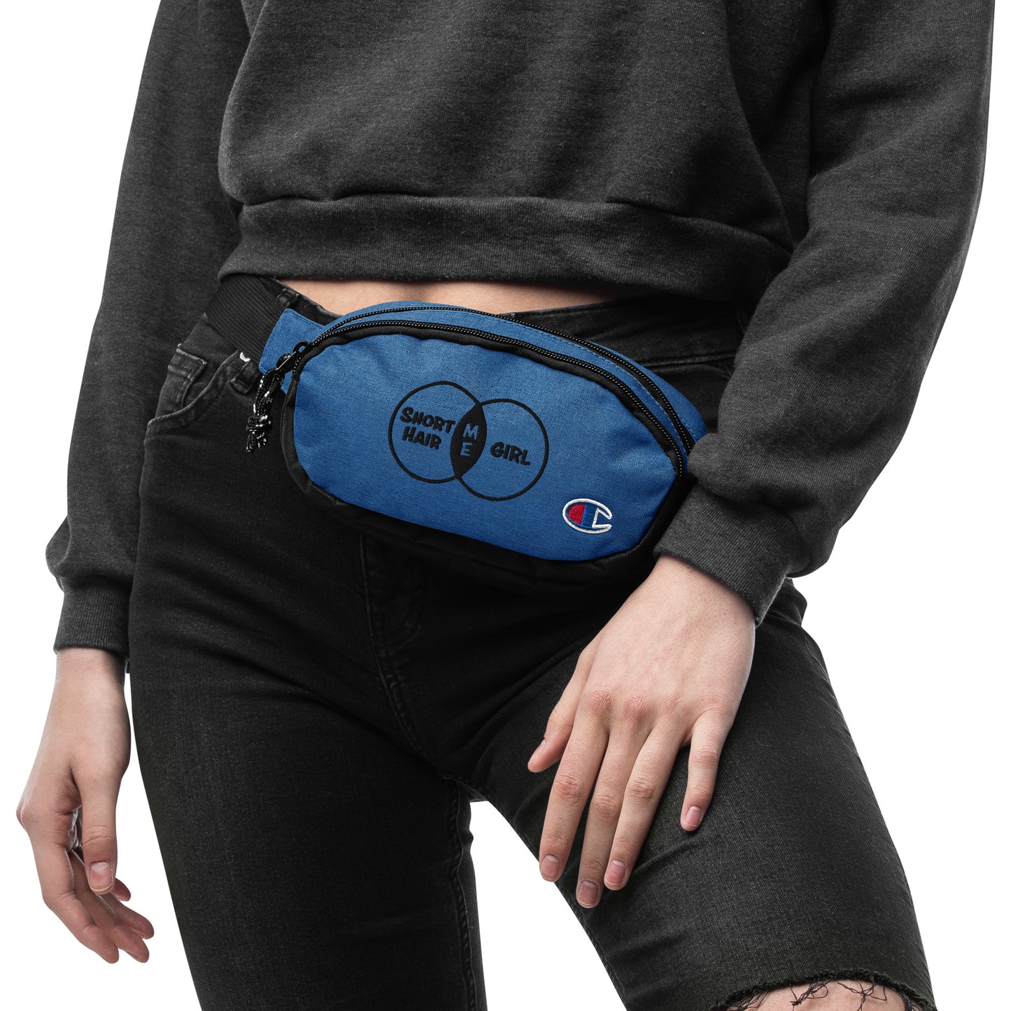 Short Hair Bold Girl Embroidered Champion Fanny Pack