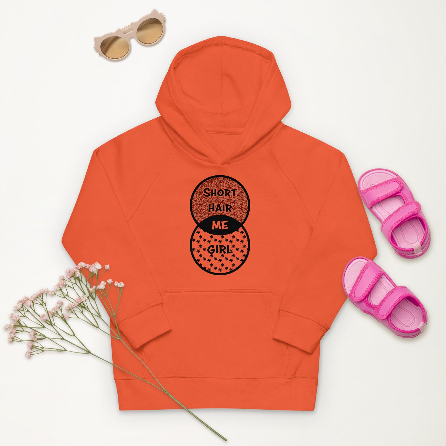 Short Hair Bold Girl Eco Hoodie Orange