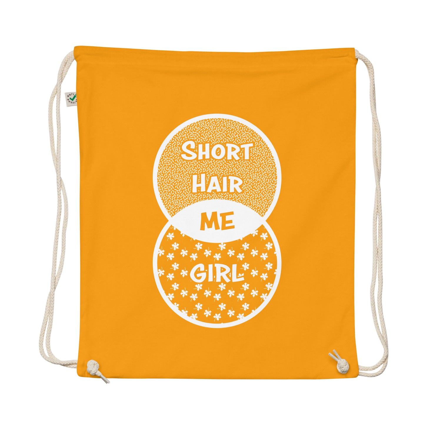 Short Hair Bold Girl Organic Cotton Drawstring Bag