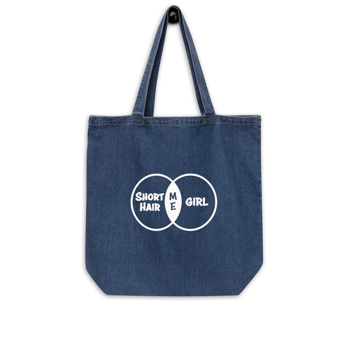 Short Hair Bold Girl Organic Denim Tote Bag